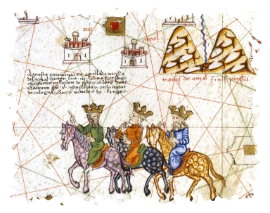 Els tres Reis de l'Orient a l''Atles català' de Cresques Abraham, 1375 (París, BnF, ms. Esp. 30) Els tres Reis de l'Orient a l''Atles català' de Cresques Abraham, 1375 (París, BnF, ms. Esp. 30)