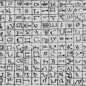 8. Table of the figures of the ascendant sign according to the times of day and night, in the 'Libre de puritats' (Vatican, BAV, MS Barb. lat. 3589, f. 35r, 14th C), taken from Raimondi 2002.