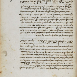 14. Manuscrit de la traducció hebrea de Samuel ben David Eben-Soham, àlies Burla, feta a partir de la catalana de Sarriera a Tàrent l'any 1466 (París, BnF, ms. Hébreu 1128, f. 95r, s. XV).